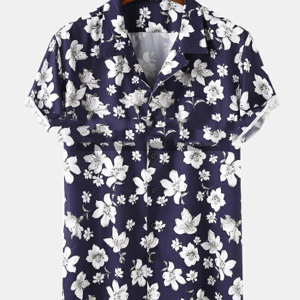 Floral Print Short Sleeve Breathable Shirts