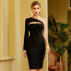 Women Black One Shoulder Bandage Dress