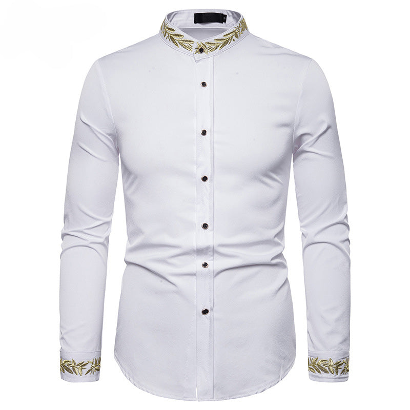 Gold Embroidery White Shirt