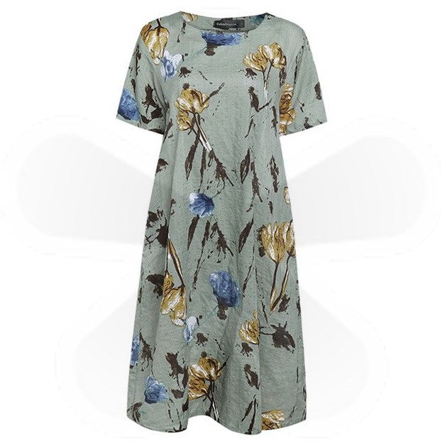 Bohemian Summer Print Loose Floral Dress