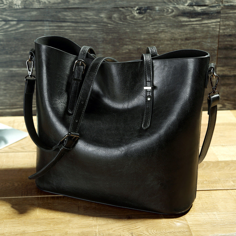 Oil Wax Leather Shoulder Messenger Tote Bag