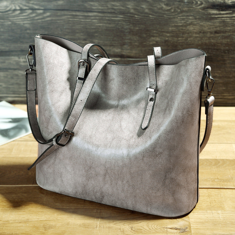 Oil Wax Leather Shoulder Messenger Tote Bag