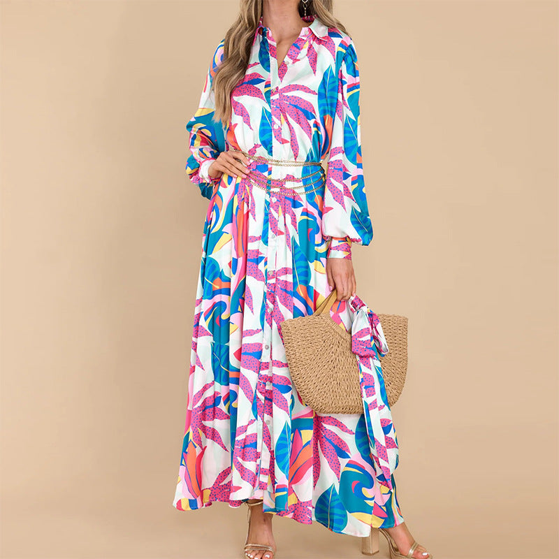 New Printed Long-sleeved Dress