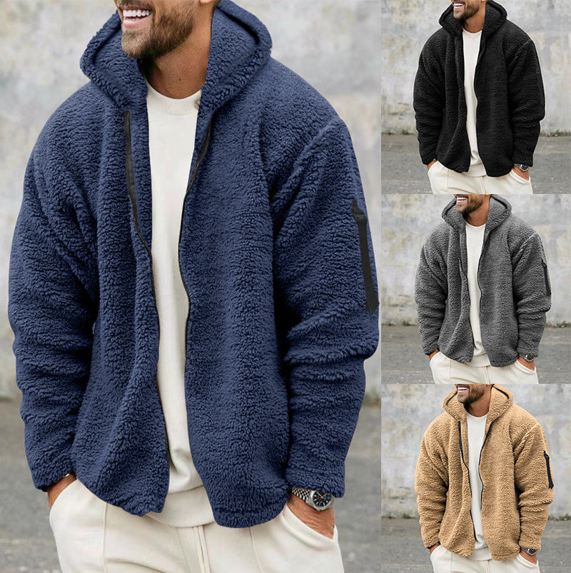 Men's Autumn And Winter Fleece Hooded Jackets