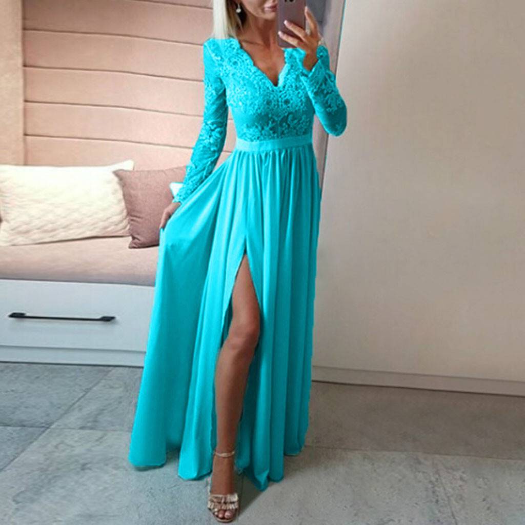 Women V-neck Sexy Lace Elegant Party Dress