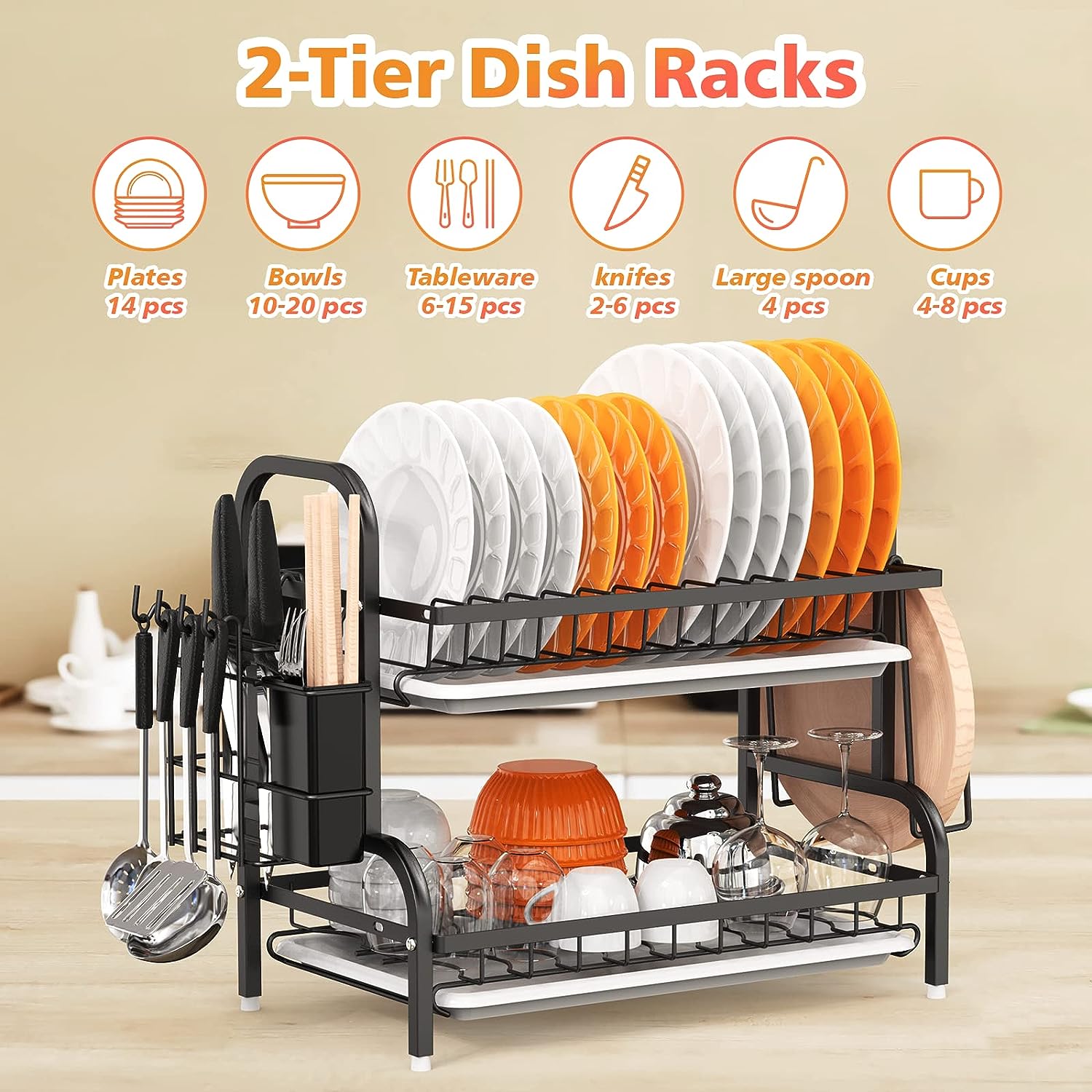 2-Tier Dish Racks For Kitchen Counter