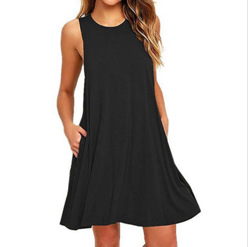 Summer Women Casual Pocket Dress