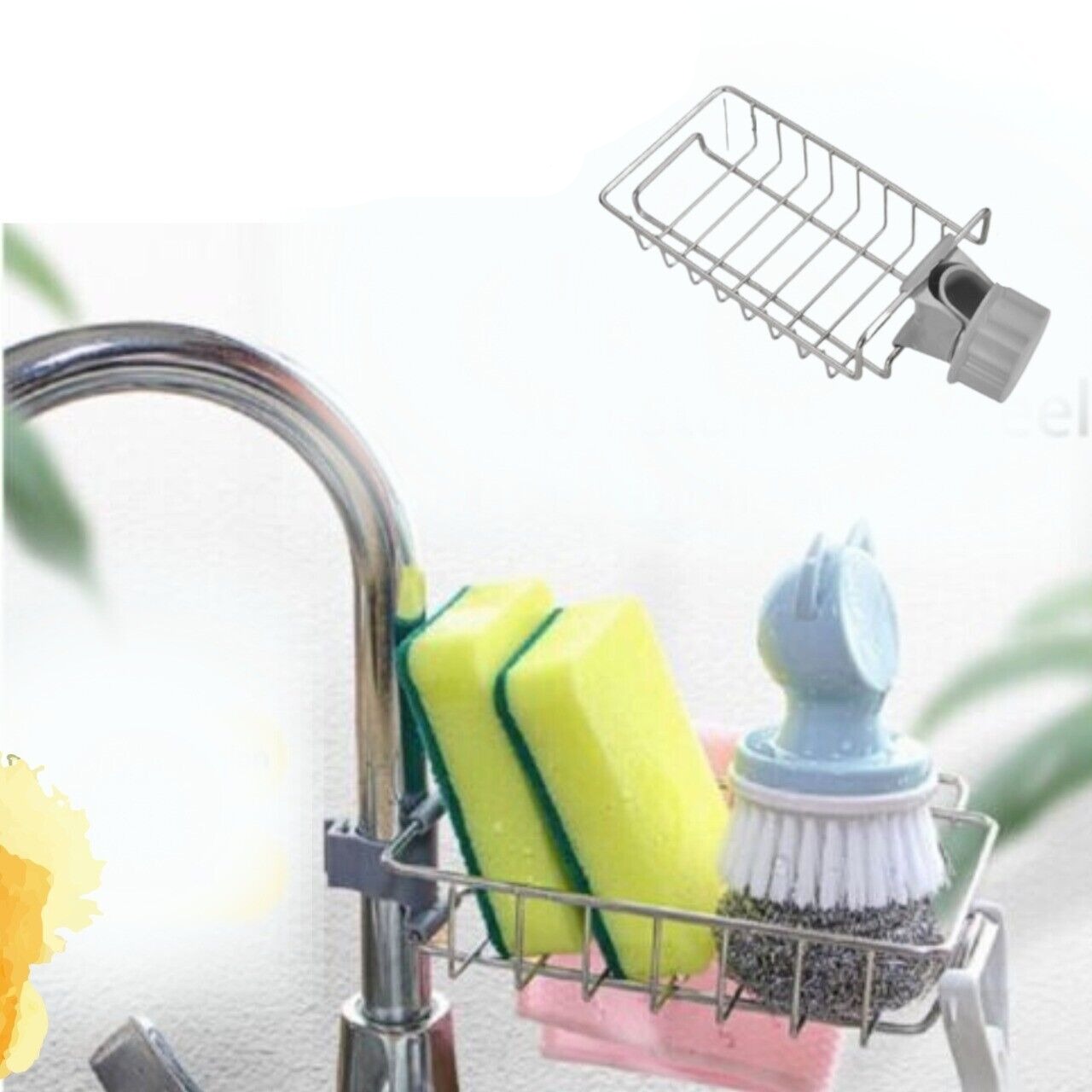 Sponge Soap Holder Shelf Kitchen Sink Faucet