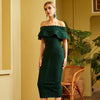 Women Green Off Shoulder Bandage Dress