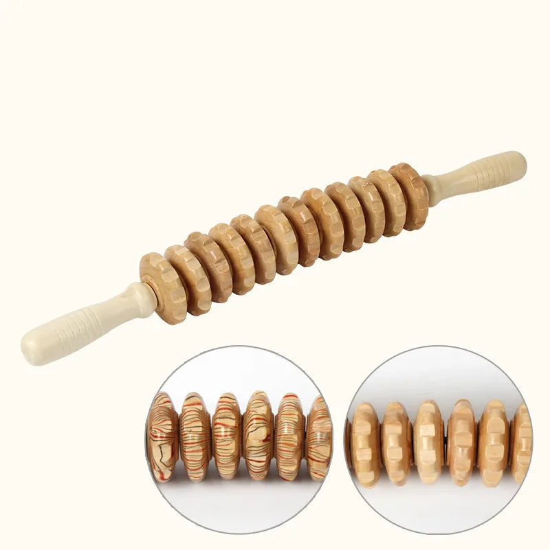 12 Rollers Wooden Massager