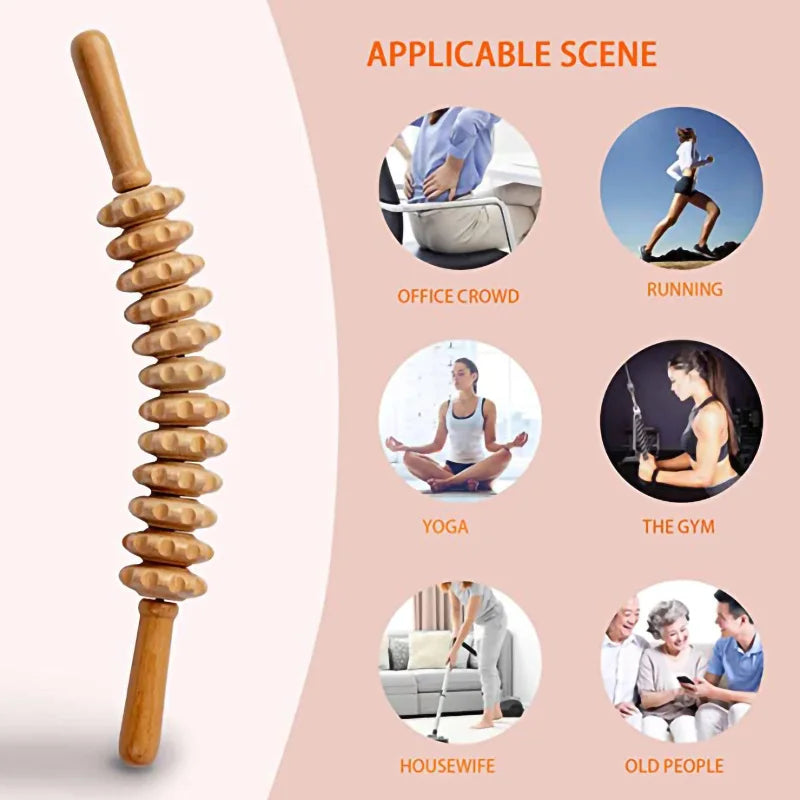 12 Rollers Wooden Massager