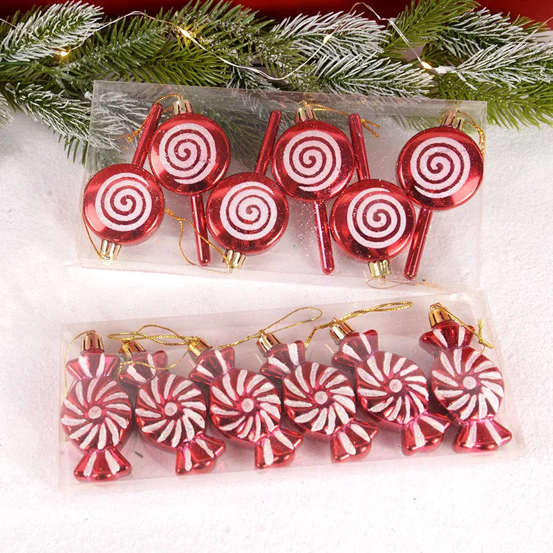 6Pcs Christmas Red Candy Crutch