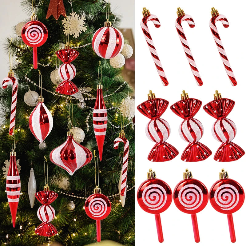 6Pcs Christmas Red Candy Crutch