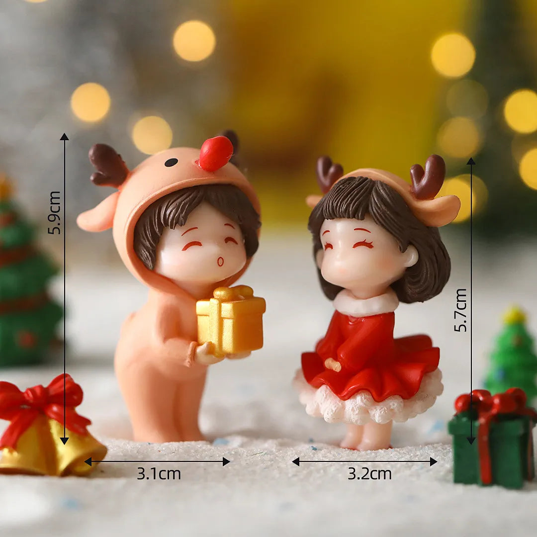 Miniature Christmas Couple Figurines