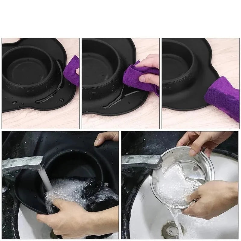 Anti-slip Double Dog Bowl Silicone Mat