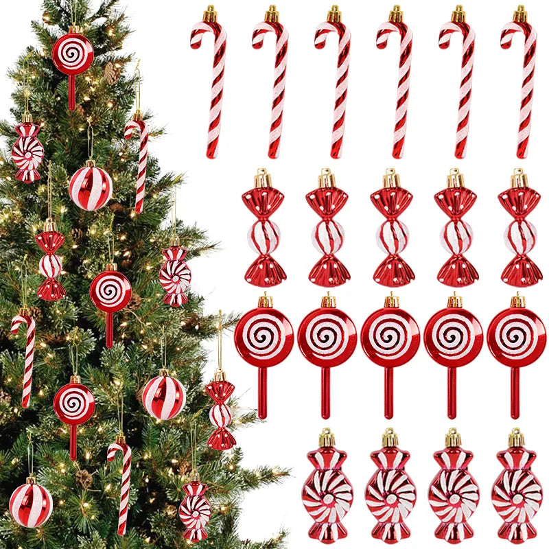 6Pcs Christmas Red Candy Crutch