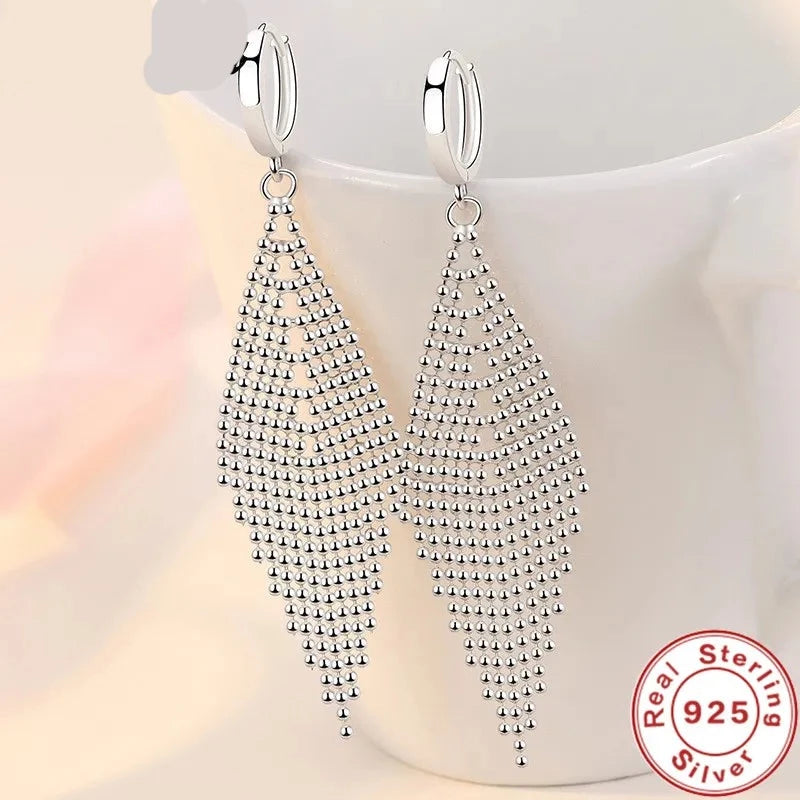 925 Sterling Silver Long Earrings