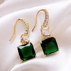 Trendy Female Green Crystal Drop Earrings