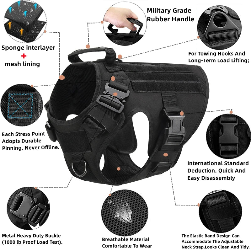 K9 Tactical Dog Harness and Leash Set