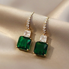 Trendy Female Green Crystal Drop Earrings