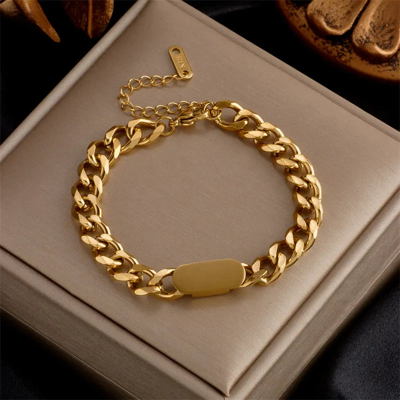 316L Stainless Steel Fashion Link Chain Bangle Bracelet