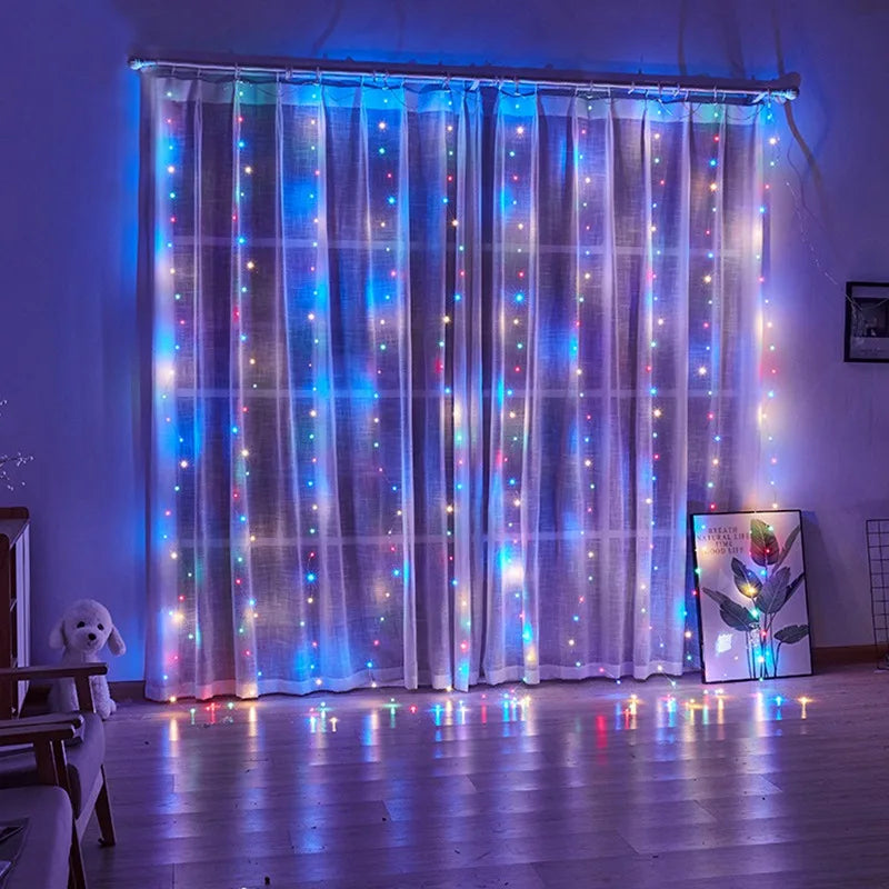 Christmas Curtain Garland Lights