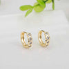 Gold Color Brass and Zircon Round Circle Earrings