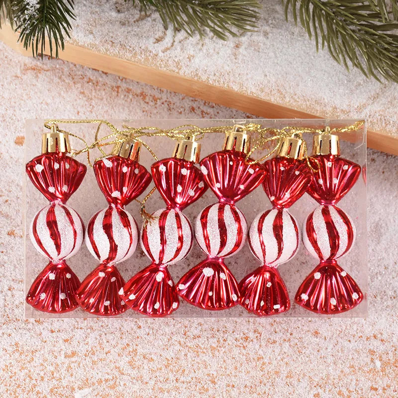 6Pcs Christmas Red Candy Crutch