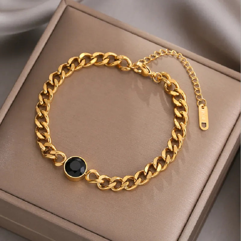 316L Stainless Steel Fashion Link Chain Bangle Bracelet