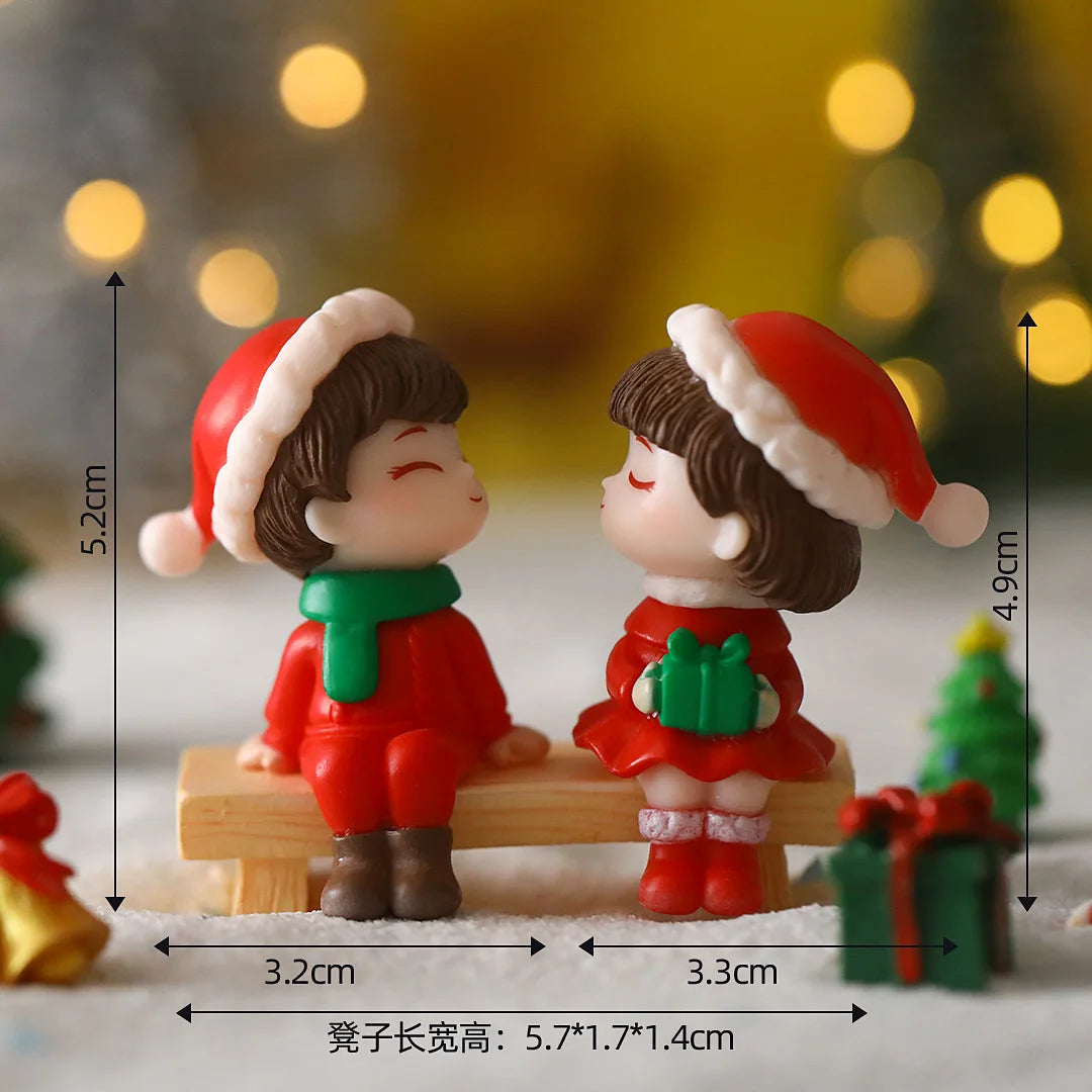 Miniature Christmas Couple Figurines