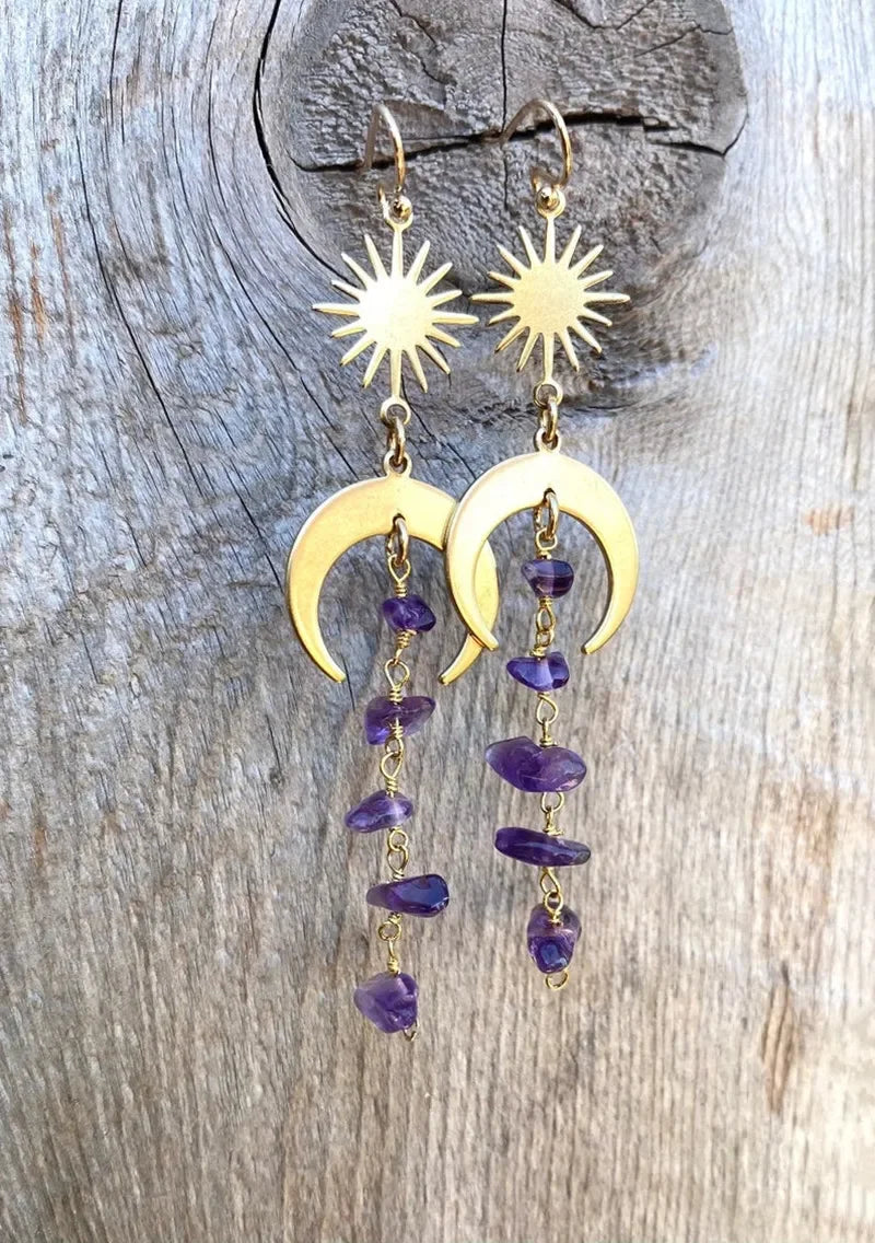 Natural Purple Quartz Earrings