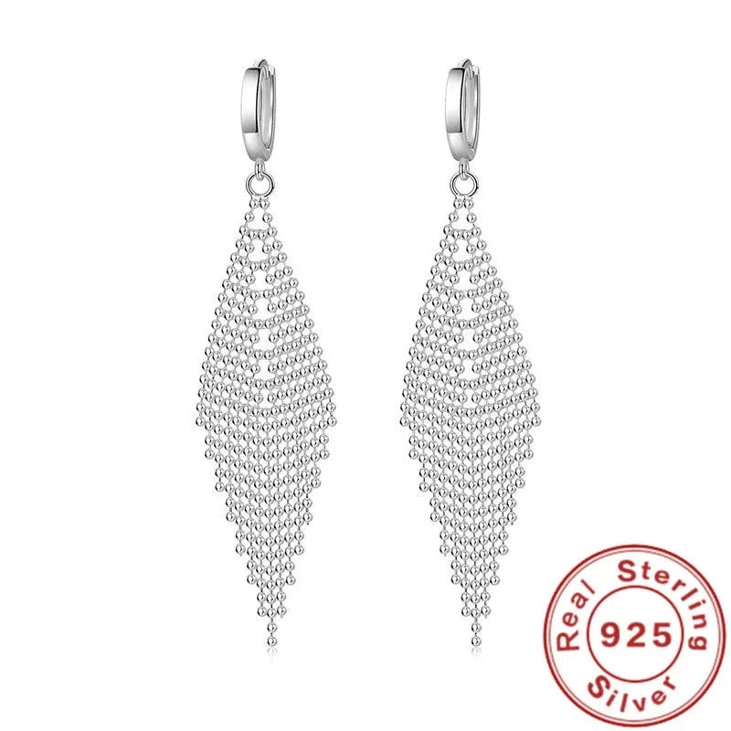 925 Sterling Silver Long Earrings