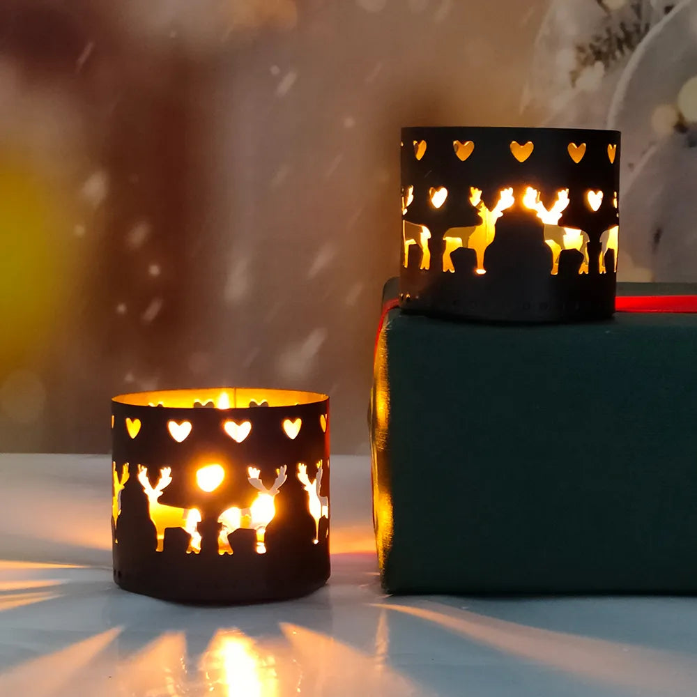 Christmas Iron Hollow Candle Holder