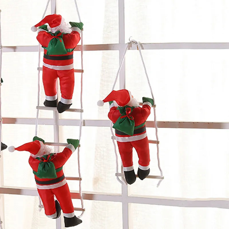 Santa Claus Climbing on Rope Ladder