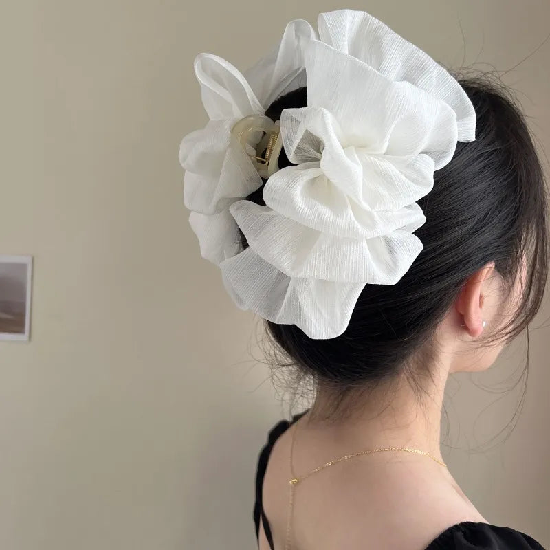 Oversized Elegant Bow Pearl Hair Claw