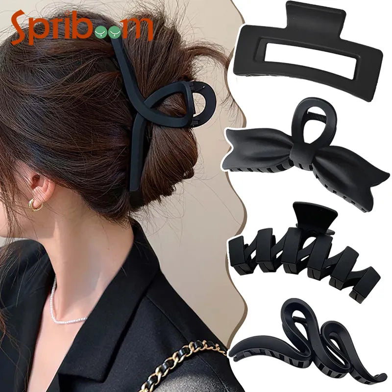 Women Matte Black Hair Clip