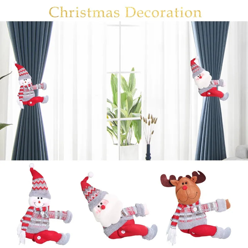 Santa Claus Elk Christmas Curtain Ornaments