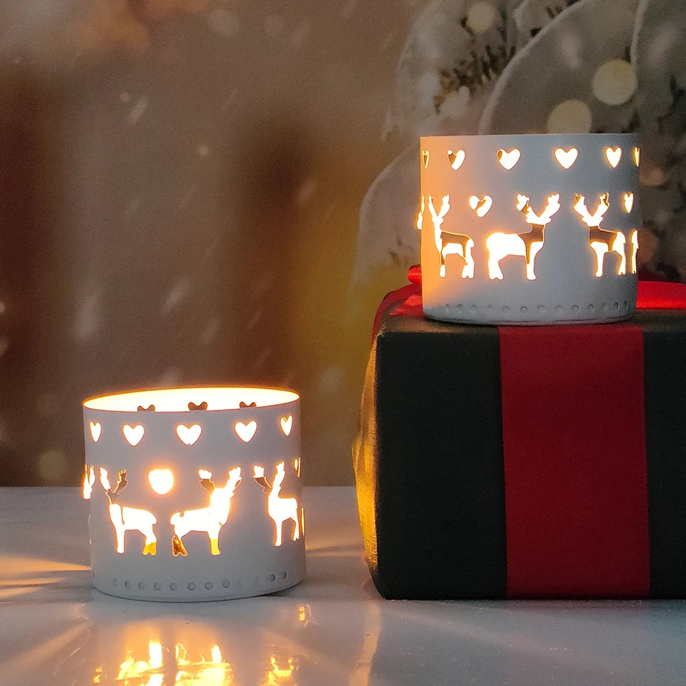 Christmas Iron Hollow Candle Holder