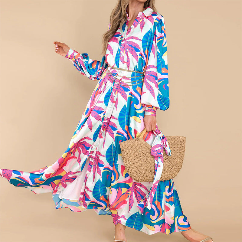 New Printed Long-sleeved Dress