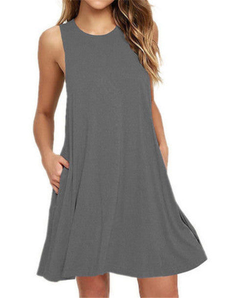 Summer Women Casual Pocket Dress