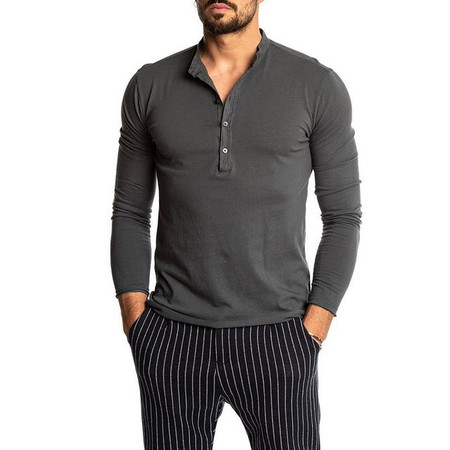 Men's Fashion Solid Color Long Sleeve O-neck T-shirts