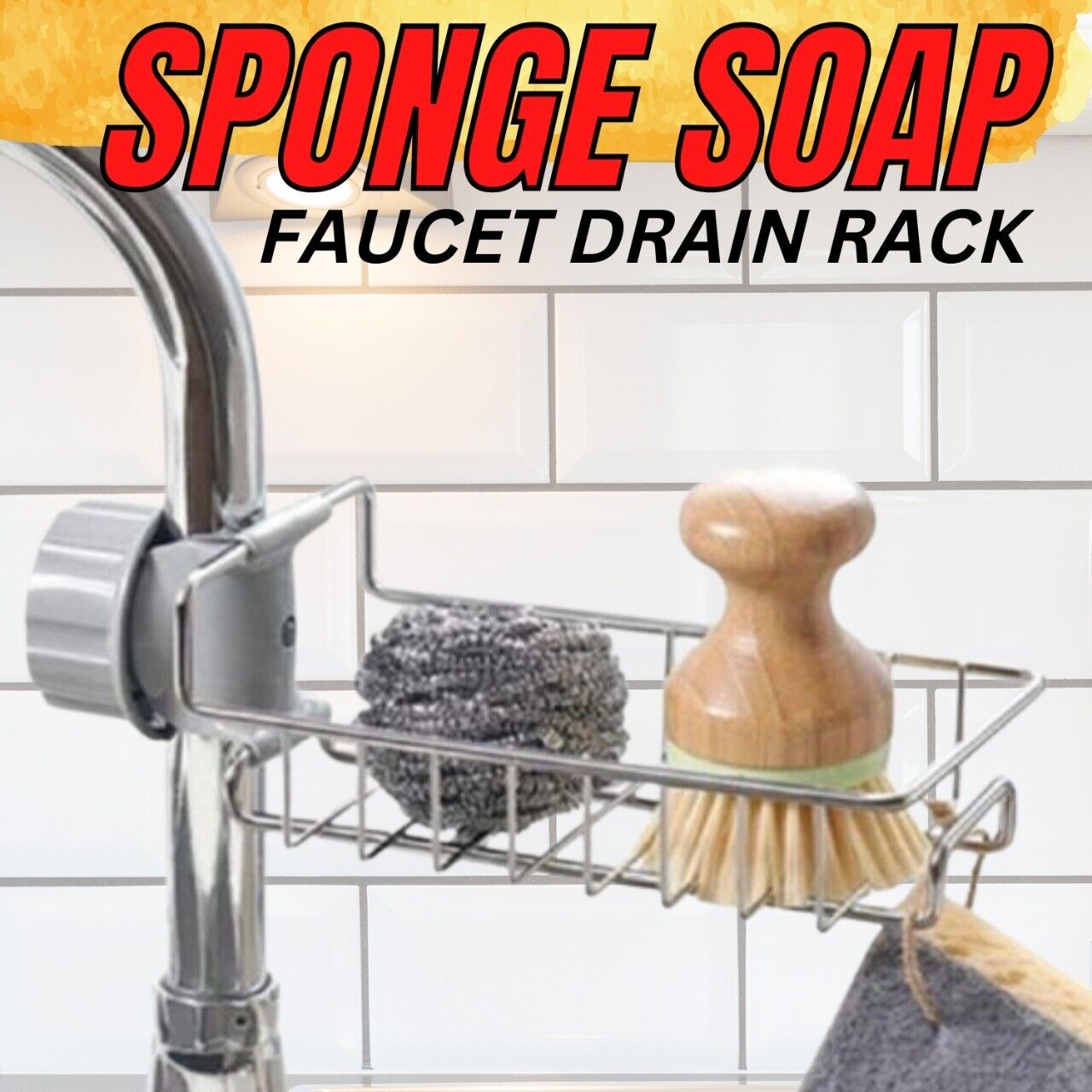 Sponge Soap Holder Shelf Kitchen Sink Faucet