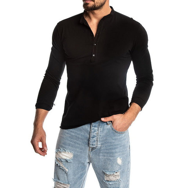 Men's Fashion Solid Color Long Sleeve O-neck T-shirts